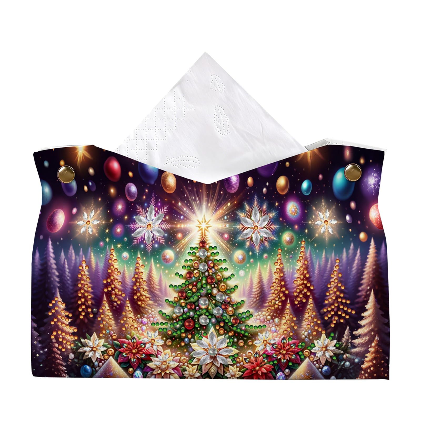 POETRYDRAW Starry Christmas Forest DIY Diamond Art Tissue Box for Adults