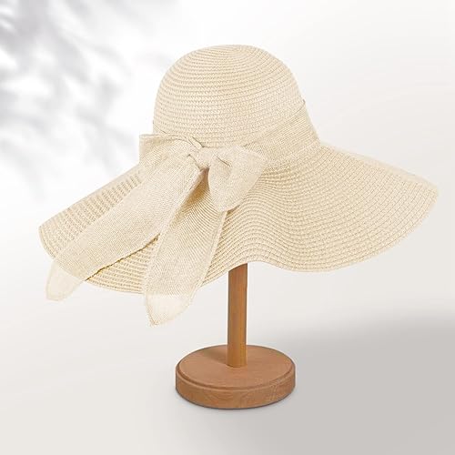 Miniatura 5 de Sombreros de playa para mujer, sombrero de paja flexible, protección UV, sombreros de vacaciones plegables de ala ancha, sombreros de viaje plegables