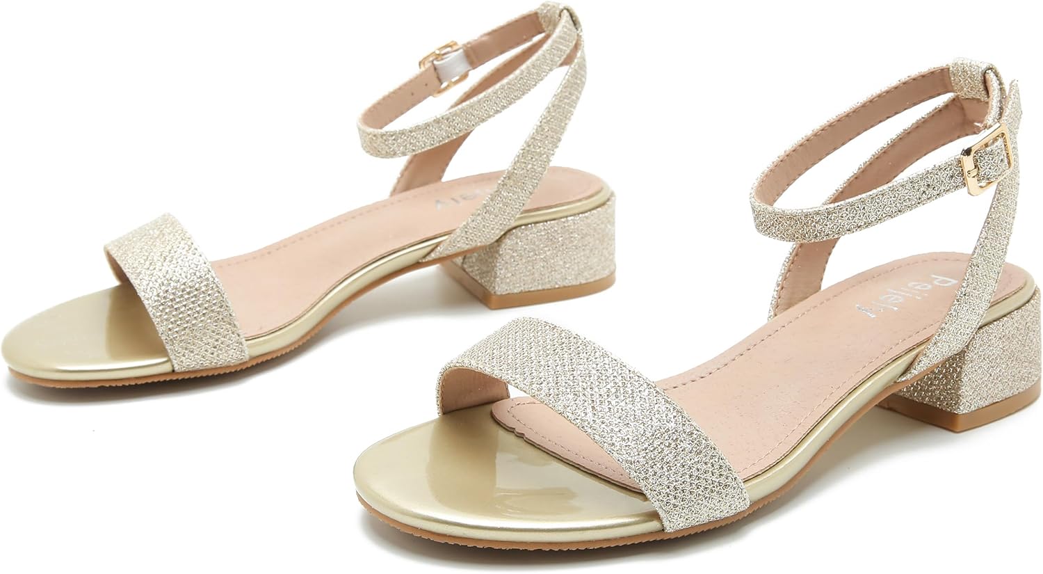 Women's Ankle Strap Sandals, Low Block Heel, Open Toe Summer Dress Shoes with Buckle Closure - Image 7