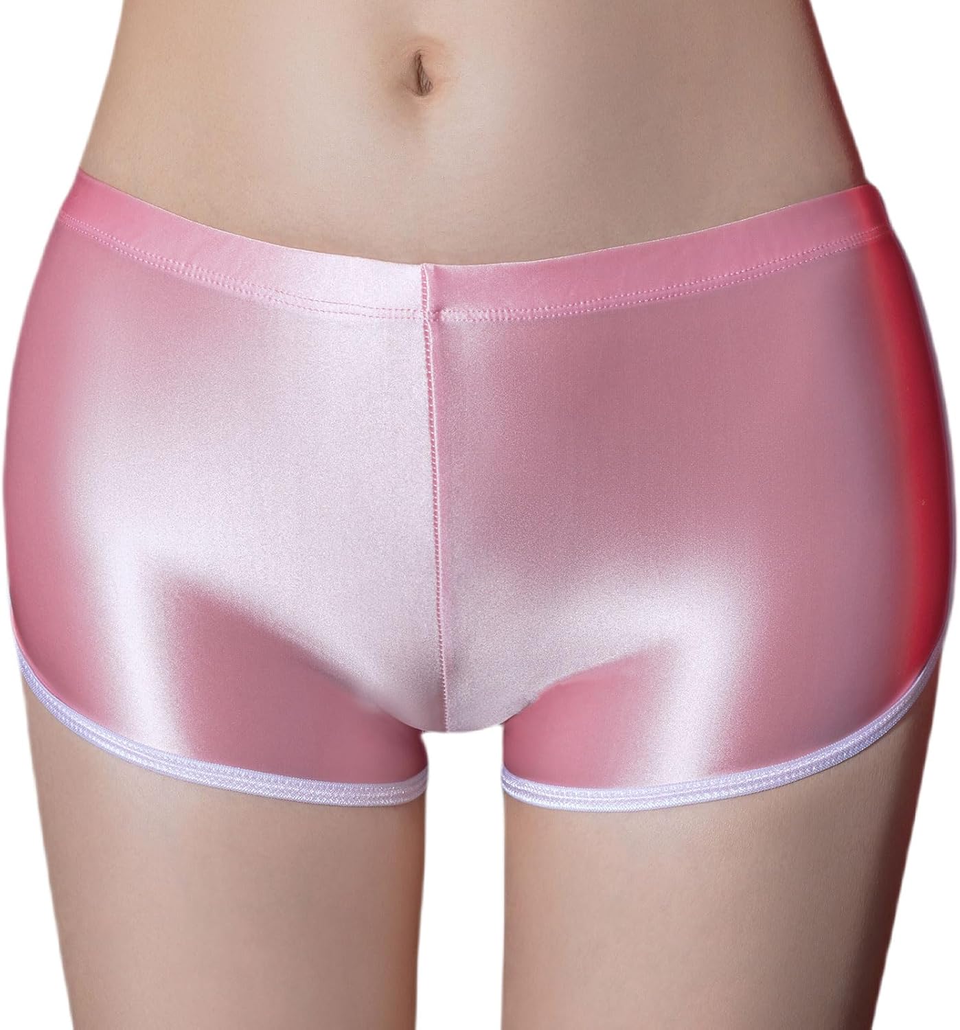 Women's Sexy Oil Shiny Glossy Booty Shorts Sheer Low Rise Panties Underwear Stretch Rave Boxer Briefs