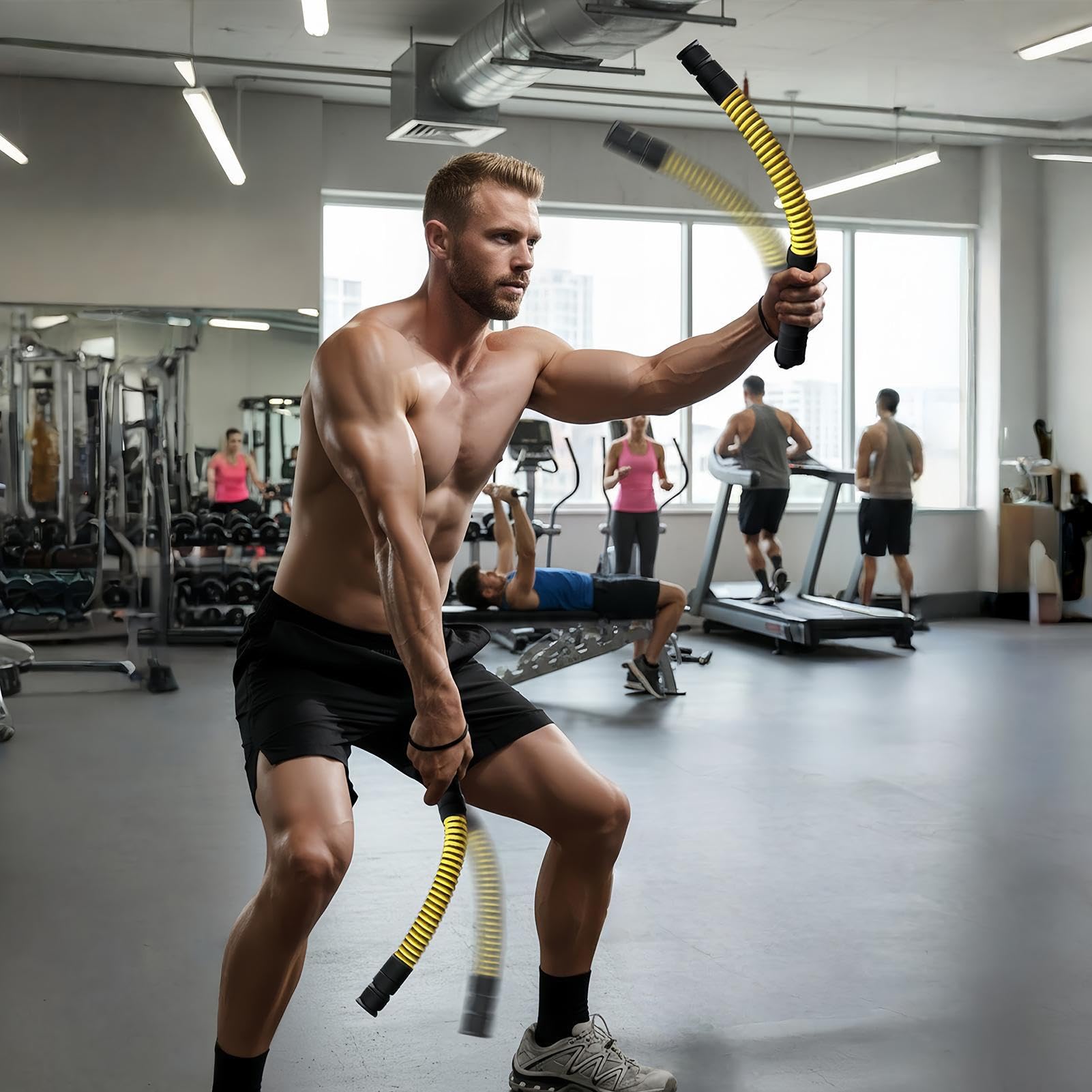 Generisch Trening domowy Battle Rope | obciążone urządzenie treningowe do treningu, 2-częściowy zestaw lin fitness do treningu mięśni ramion, dla sportowców, bokserów, sportowców, mężczyzn i kobiet
