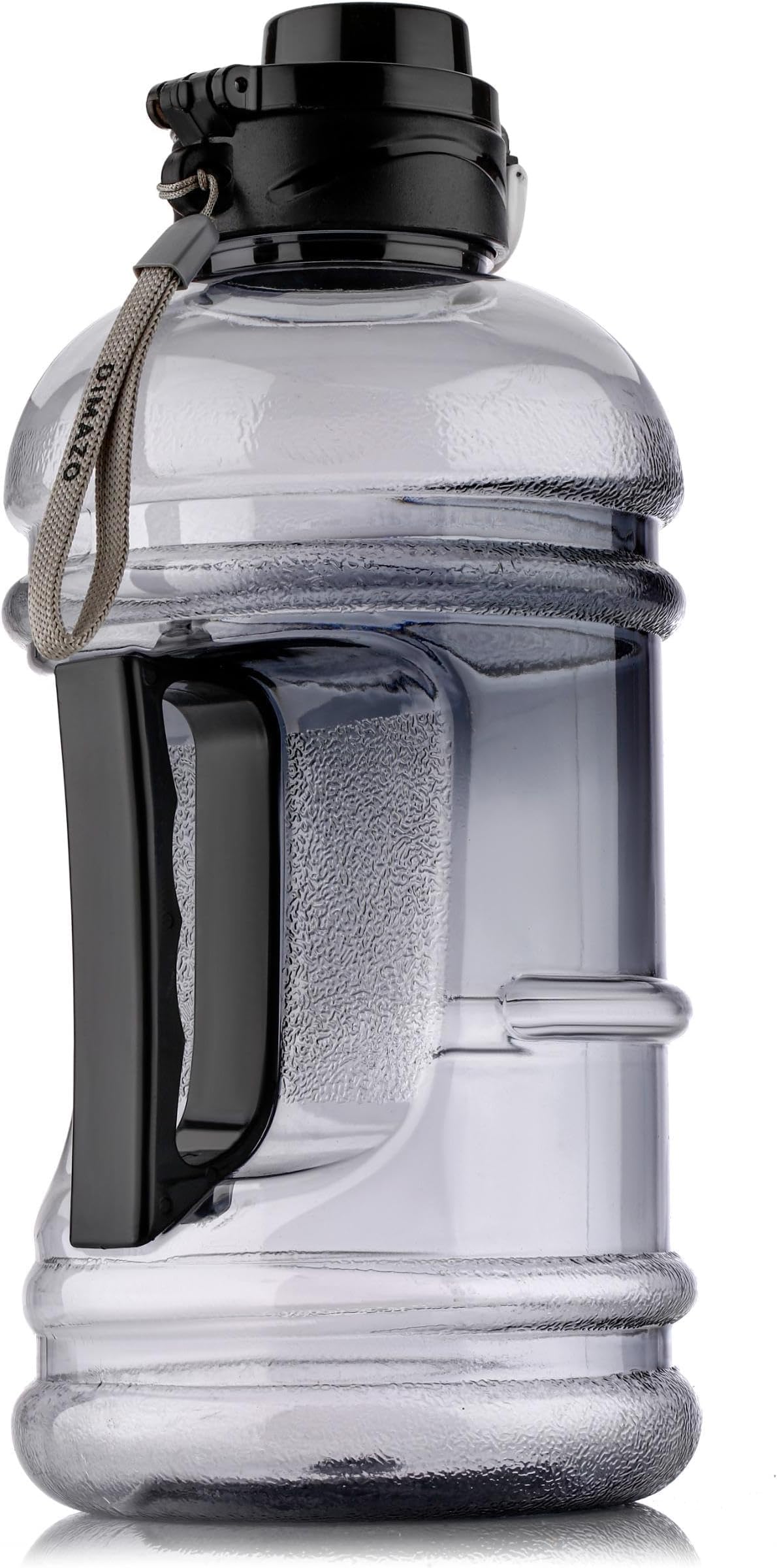 2.2L Large Gym Water Bottle with Handle & Strap – BPA Free, Leakproof Half Gallon Sports Jug for Workout, Hiking, Camping & Daily Hydration (Black)