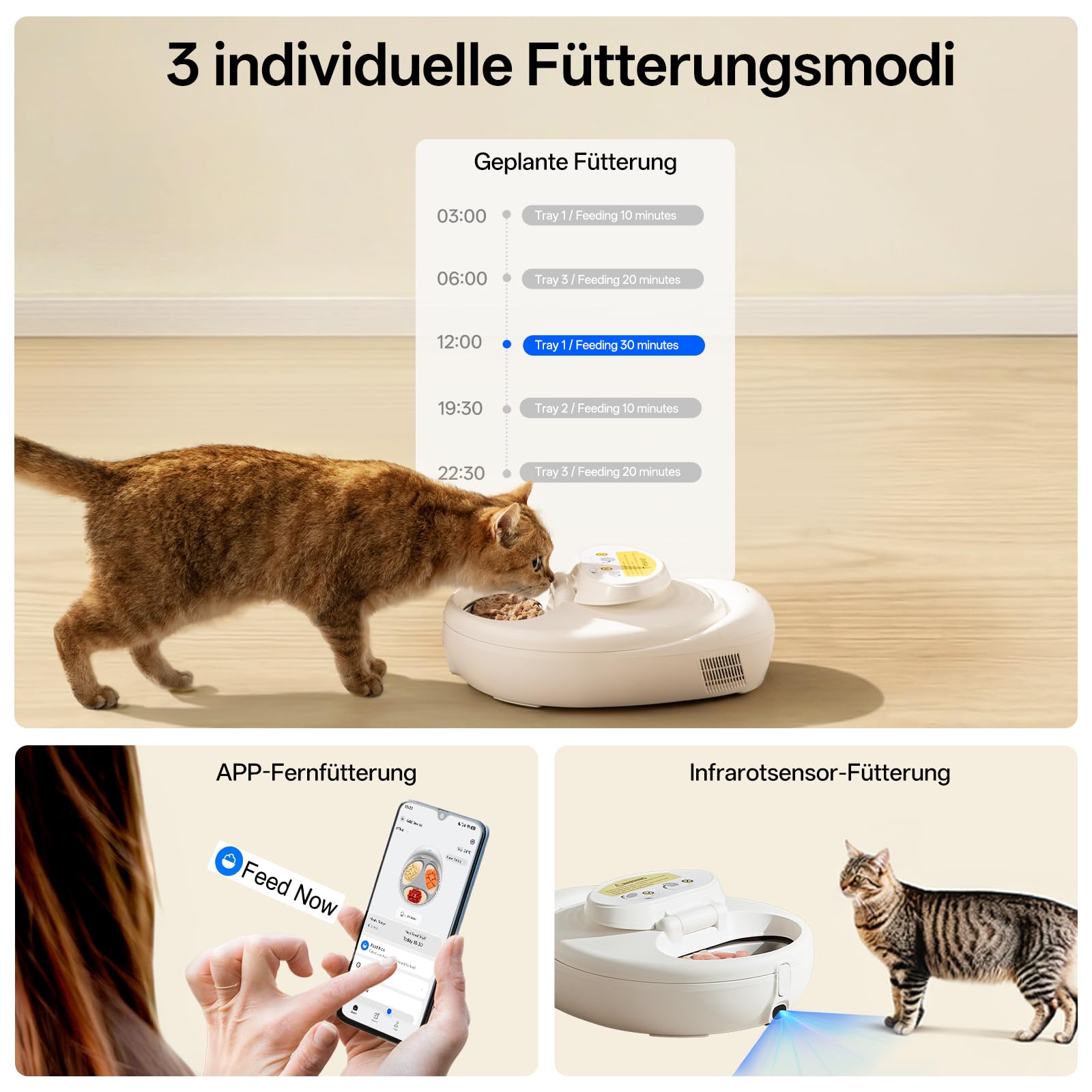 UBPET Futterautomat Katze Nassfutter, Dual-Temp mit Halbleiterkühlung & heizung, App gesteuerter Futterautomat Katze für Katzen & kleine Hunde, 24-Stunden-Frischhaltung