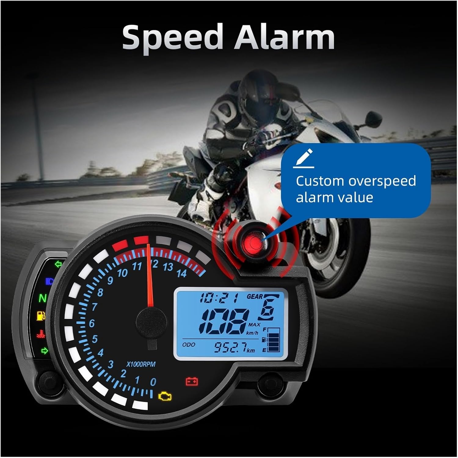 Motorbike Odometer Universal Digital Motorcycle Tachometer 7 Colors Auto Digital Odometer Dirt Pit Bike Gauge Moto Dashboard Meter