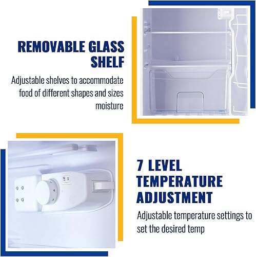 Miniatura 5 de WANAI - Refrigerador retro de 3.5 pies cúbicos de 2 puertas con congelador y 2 manijas, refrigerador de control de termostato ajustable de 7