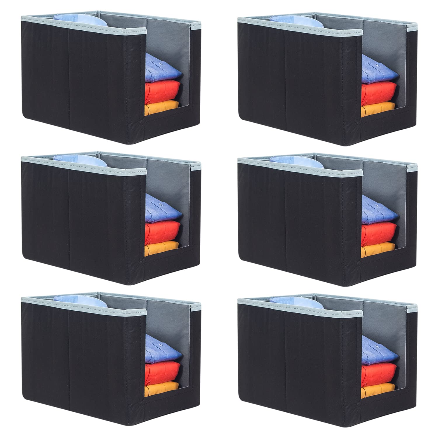 PrettyKrafts 6 Pcs Non Woven Large Capacity Shirt Stacker/Foldable & Stackable Closet Wardrobe Cupboard Organizer/Foldable Storage Box/Multipurpose Cloth Organizer (Grey & Black, 26x40x26 cm) (B07TK9NLCC) Amazon Price History, Amazon Price Tracker