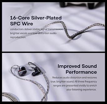 Linsoul Tripowin Zonie IEM Cable, 2m Long Earbud Cord, 16 Core Silver Plated Earphone Cable, in Ear Monitor Wire for Audiophile Musician (2Pin)