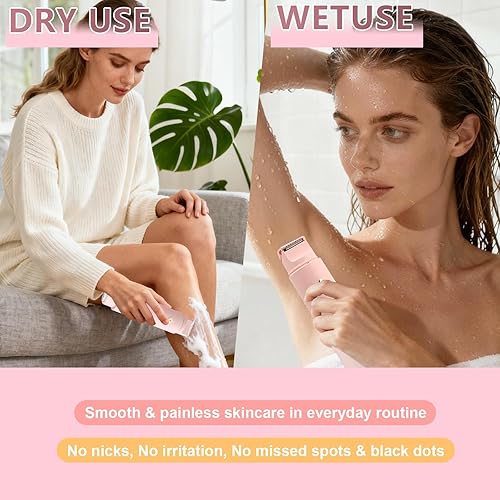 Miniatura 3 de Karrong Maquinilla de afeitar eléctrica 2 en 1 para mujer, afeitadora eléctrica de doble cabezal para cabello facial y piernas y cuerpo, recargable,