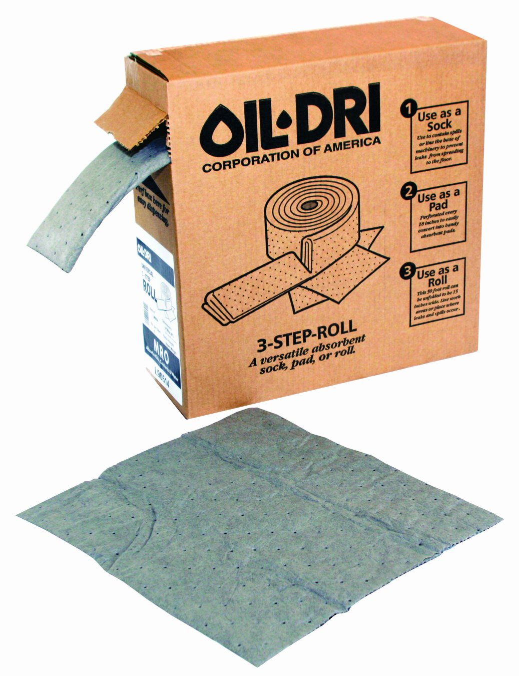Oil-Dri L90503 5" W x 50' L Oil-Only 3-Step Folded Roll, 1 Roll/Box
