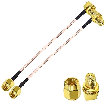 TUOLNK SMA Coaxial Cable SMA Male to Female Right Angle RF Coax 6inch15cm for Wireless Network 2G 3G 4G Antenna Router Pigtail Cable 2PCS
