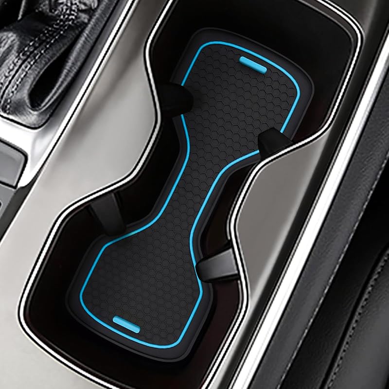 Tapete de Porta-Copos em Borracha Cotree Compatível com Honda Accord 2017–2022, Antiderrapante, Azul e Preto, 1 unidade