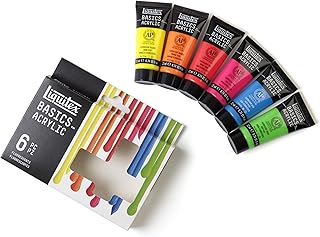 Liquitex BASICS Studio Acrylic Paint Set, 6 x 22 ml Tubes, Fluorescent Colours