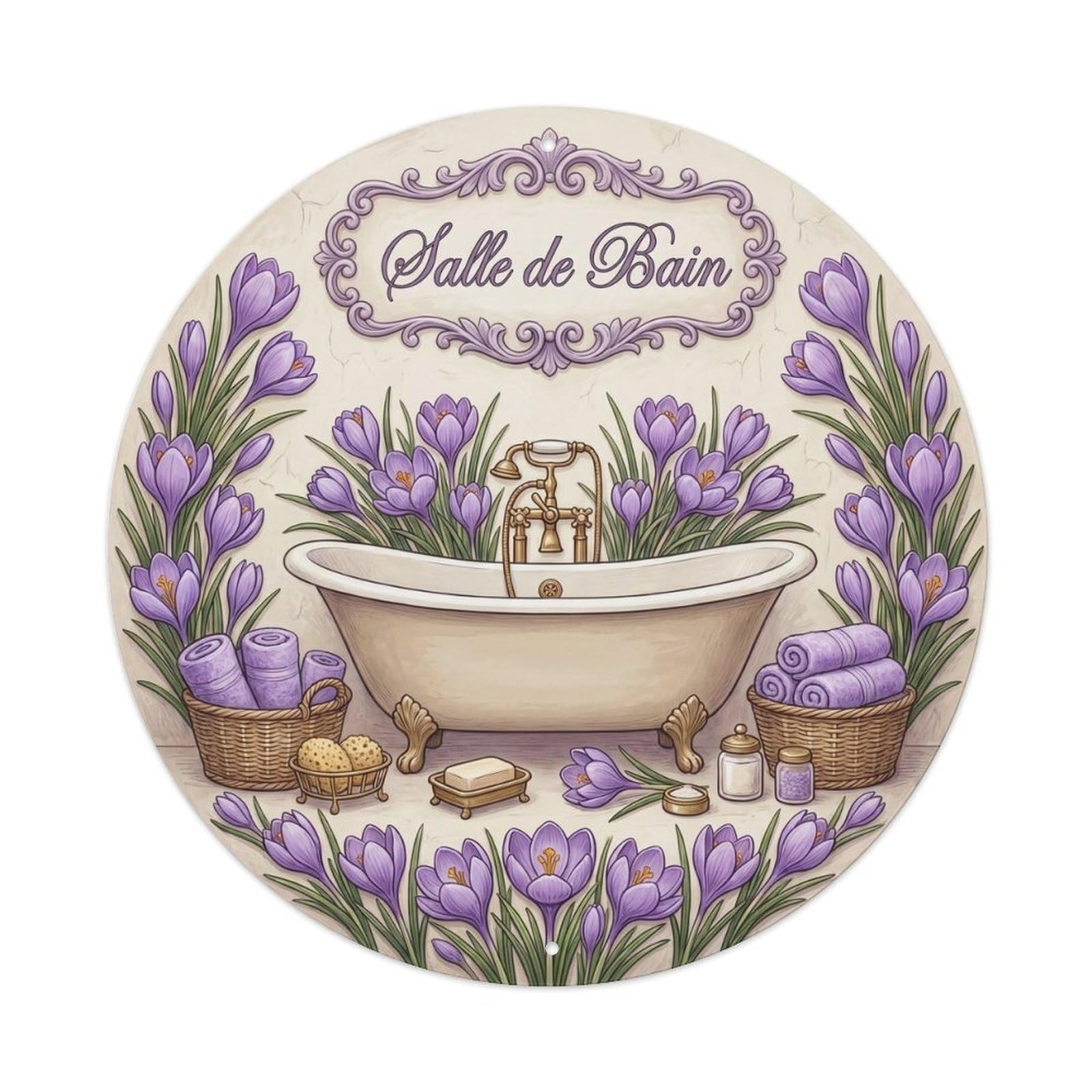 Bathroom Crocus Bathroom Metal Tin Sign