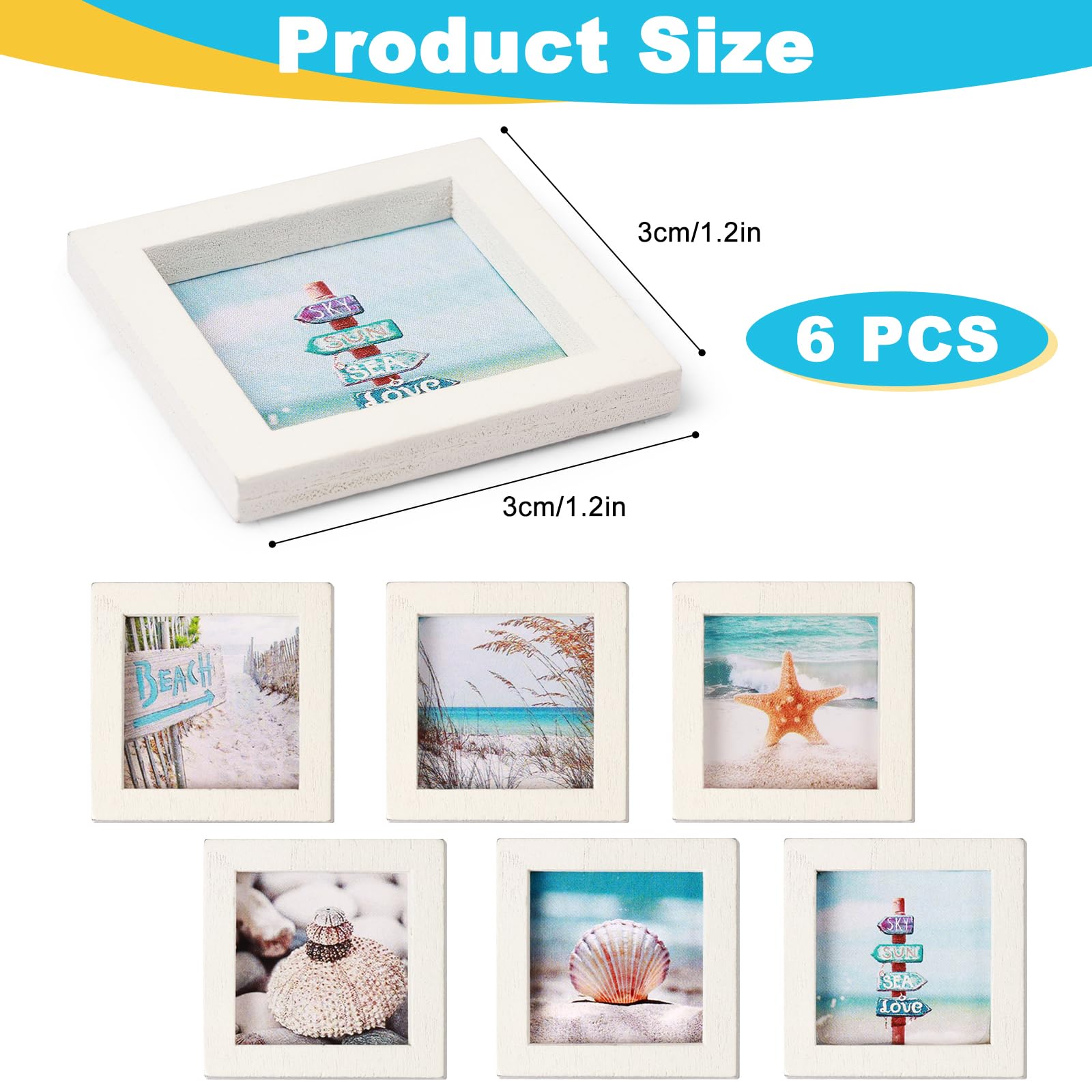 WENXINWIN 6 PCS Wooden Mini Photo Frames, Themed Dollhouse Accessories - Image 3