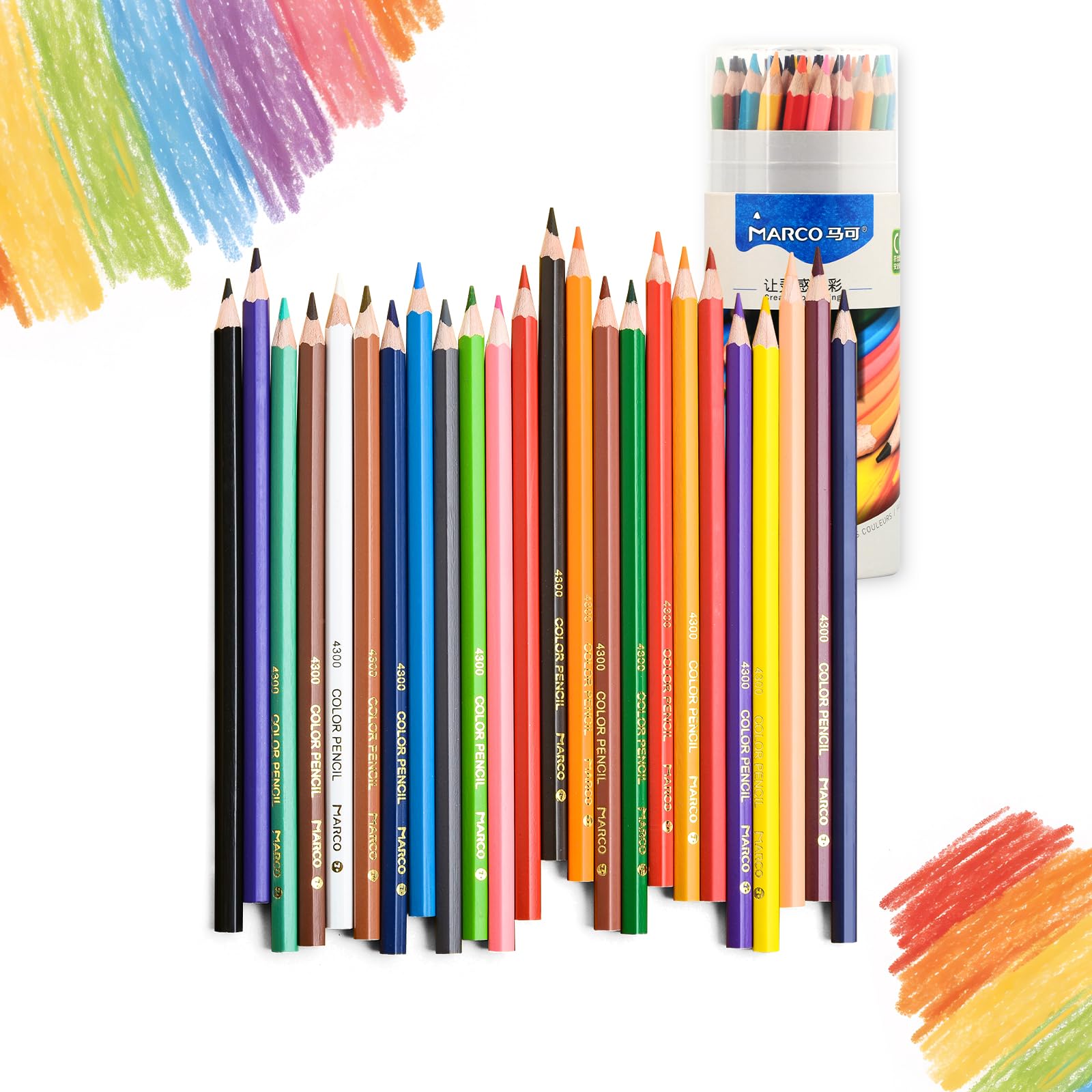 MARCO Profi - Kunstliebhaber - Farbstift - Set - 48 Farben, dicke Ölkreideminen in Holzstiften, Serie D4300. Eine beliebte Wahl für professionelle Maler und Malerinteressierte
