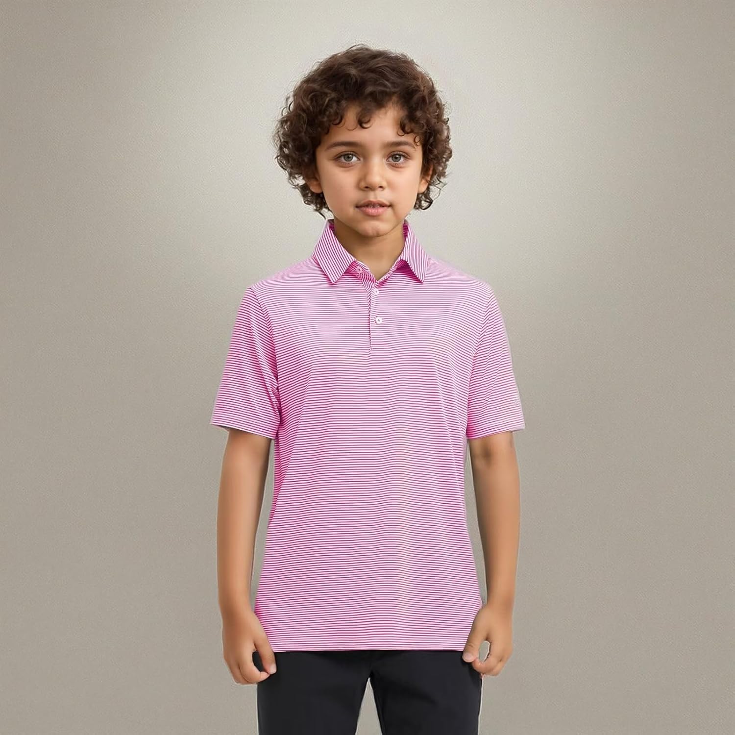Golf Shirts for Boys Short Sleeve Moisture Wicking Dry Fit Performance Kids Youth Sport Striped Boys Polo Shirts - Image 7