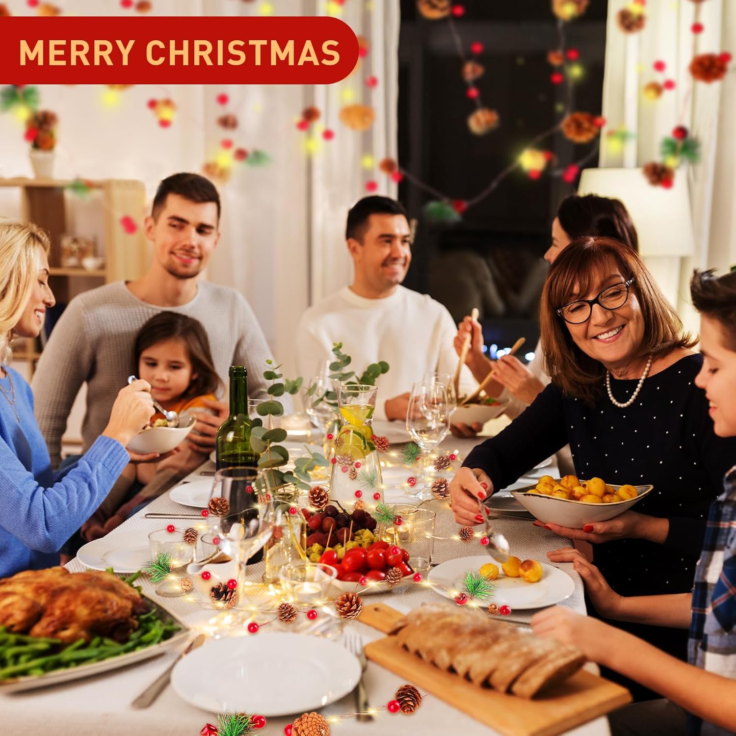 Christmas Garland with Lights, 9.8 Ft 60 LED Red Berry Pine Cone Battery Operated Christmas Garland with 8 Modes Remote for Fireplace Stairs Table Door Wall Xmas Tree Indoor/Outdoor Decor - Image 8