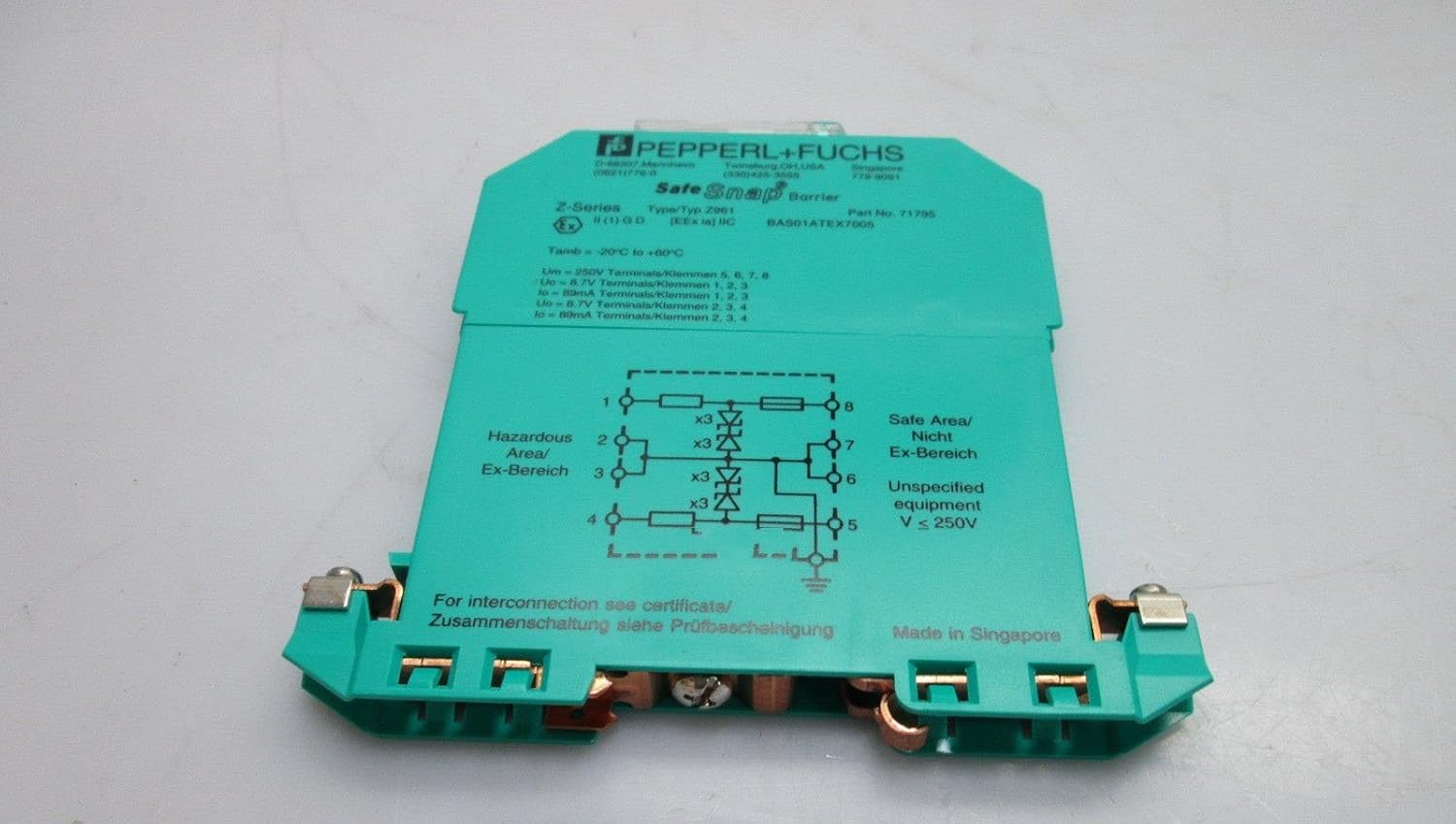 Pepperl Fuchs Z961 ZSeries Safe Snap Barrier, 250V