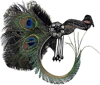 Feather Headband 1920s Headpiece Feather Flapper Headband Autumn Solid Color Great Gatsby Headdress Vintage Hair Accessories Red Feather Headband (Size : Green)