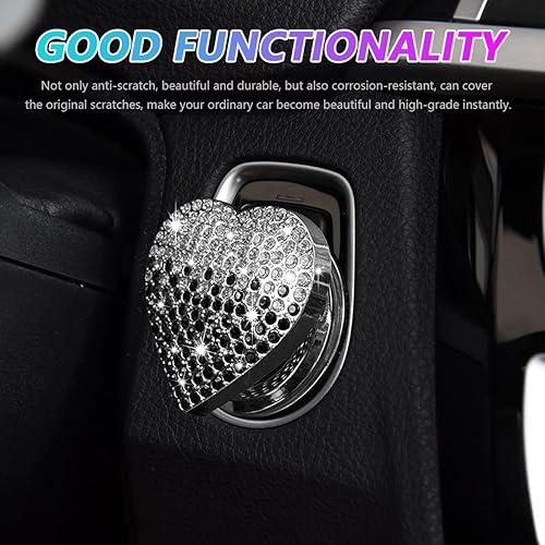 Miniatura 6 de Sylvil Bling - Cubierta brillante para botón de arranque del motor de automóvil, calcomanía de botón de encendido con diamantes de imitación