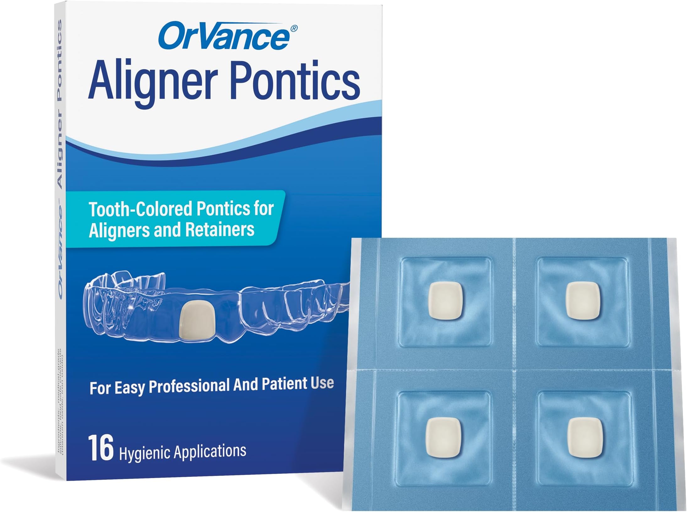 Aligner Pontics | Temporary Tooth Replacement for Aligner Trays and Retainers During Orthodontic Treatment (16 Pieces)