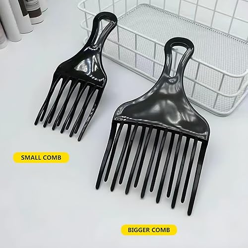 Miniatura 7 de 2 piezas de peine afro grande y pequeño doble puño púa  desenredar peluca trenza púa de pelo elevación de pelo peine herramienta de peinado para