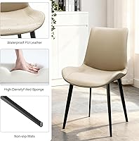 Vista 4 de Modern Dining Chairs Set of 4, PU Leather Dining Room Chairs, Upholstered Kitchen Chairs with Ergonomic Backrest & Sturdy Metal Legs, Perfect for