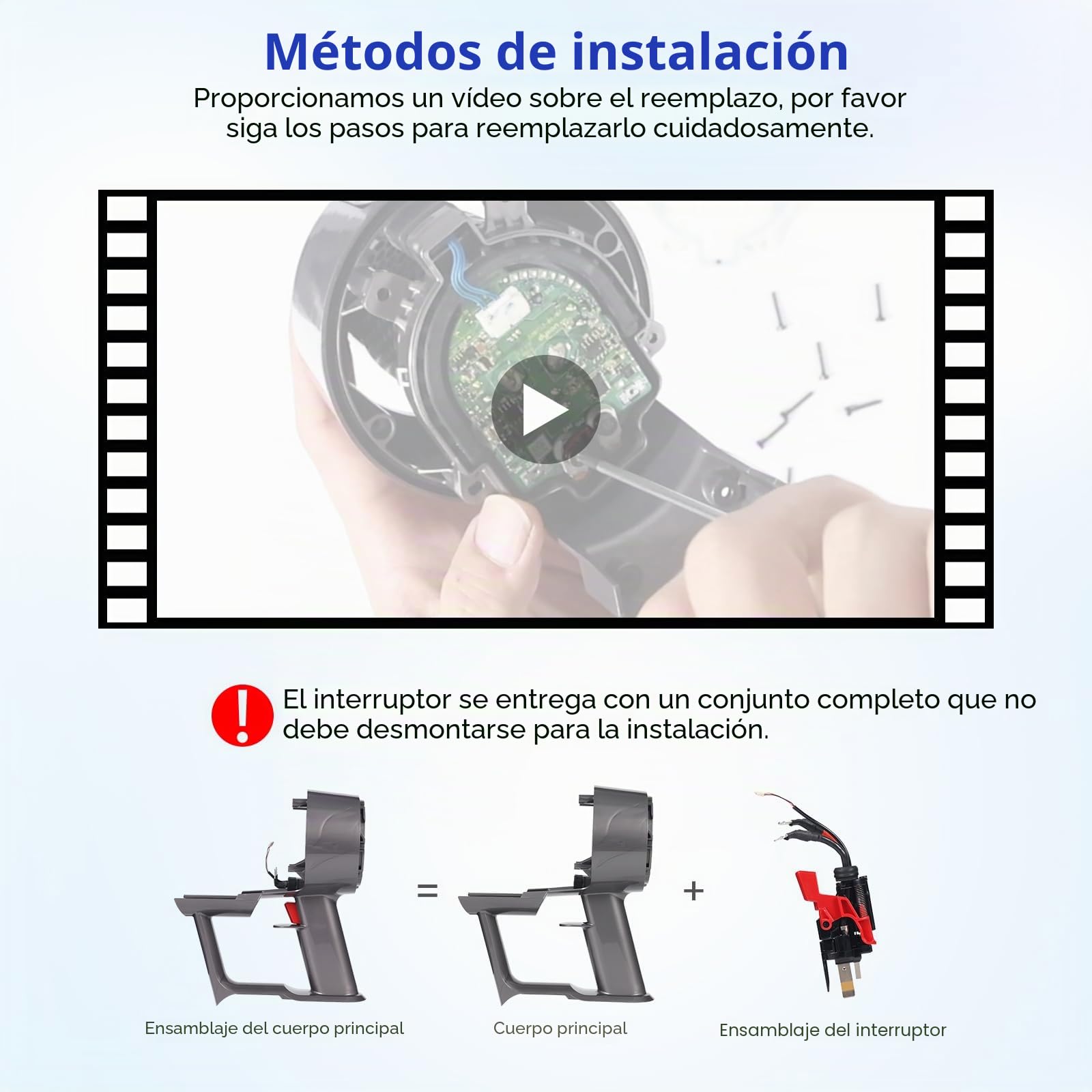 V15 cuerpo principal con gatillo compatible Dyson V11 SV15 V15 SV22 aspiradora (solo Click-in, no apto para V11 SV14 tornillo)