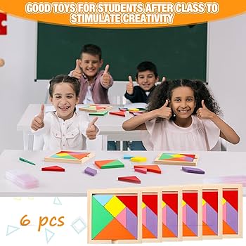 Amazon.com: Meooeck 6 Pcs Tangrams Classroom Set Wooden