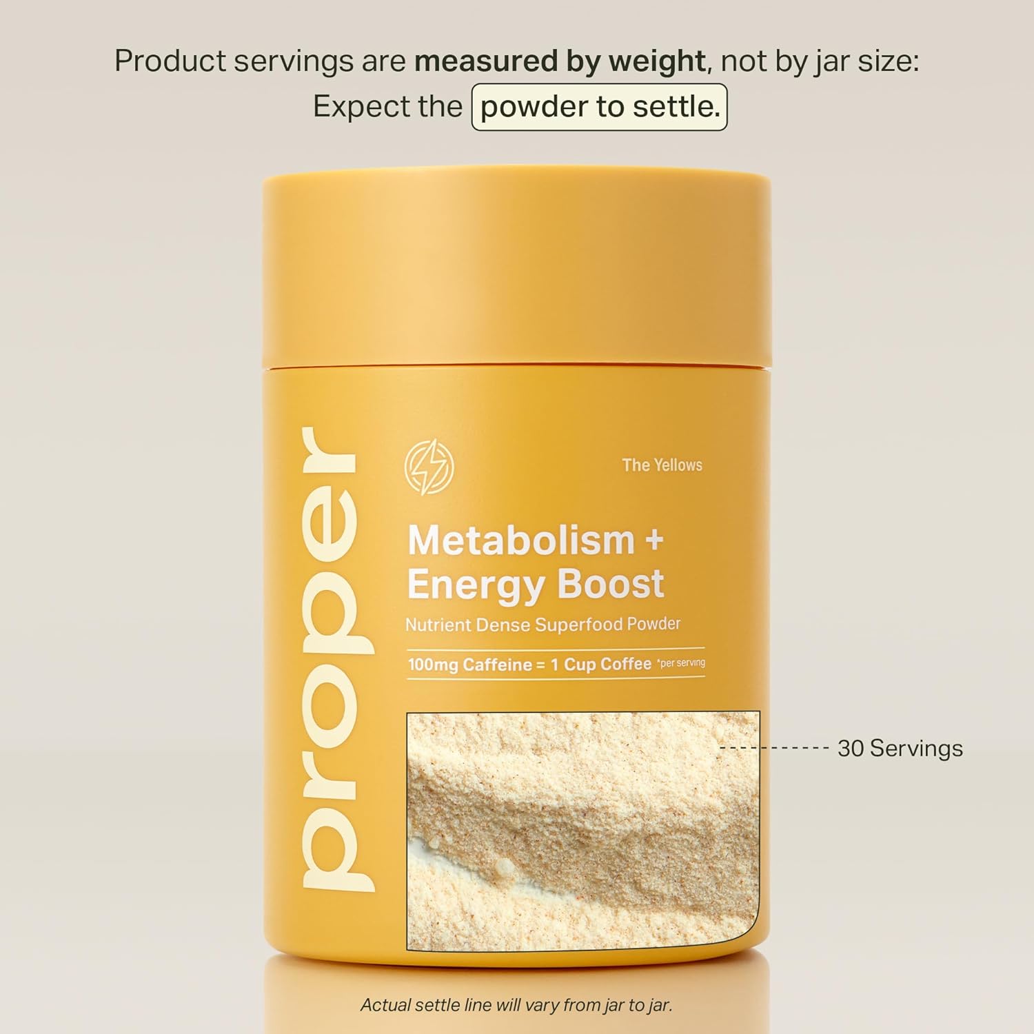 Proper, The Yellows Metabolism and Energy Boost, Sugar Free Energy Drink Powder with 100mg Caffeine. 30 Servings, Pineapple Mango Drink Mix for Men and Women - Image 2