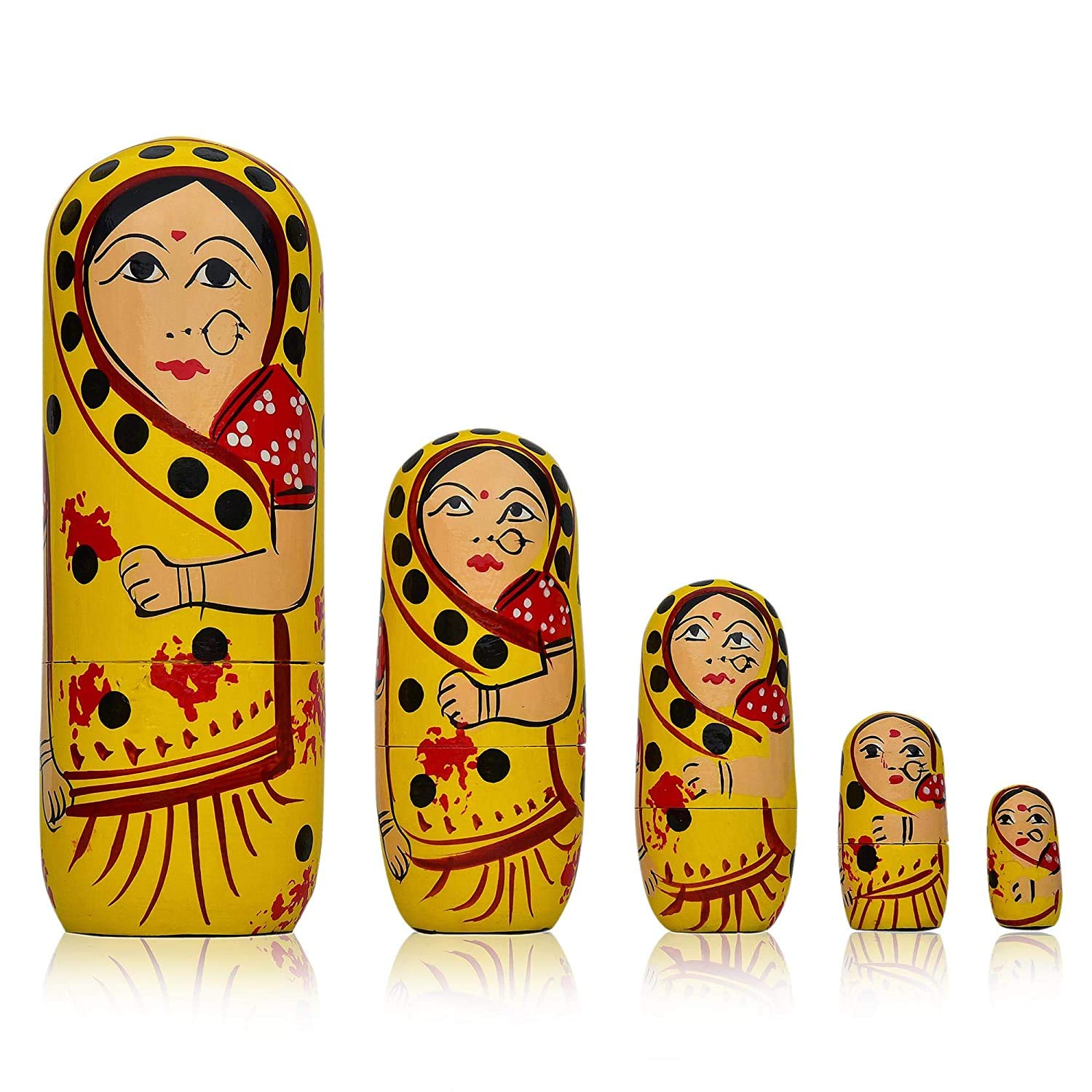 Buy Fashion Bizz Wooden Handmade Crafted Yellow Color Doll Hand Painted