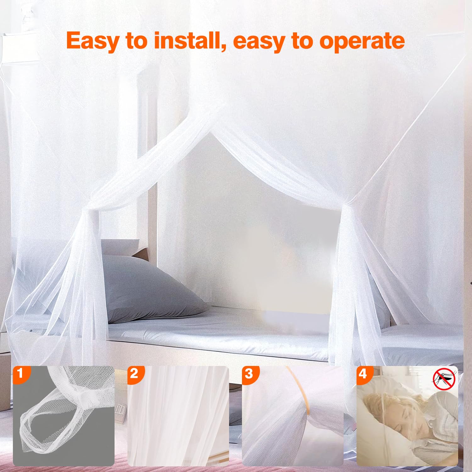 Moskitonetz Bett, 200 x 220 x 210 cm Großes Mückennetz Mosquito Net Bed Feinmaschig und langlebig moskitonetz Reise Fliegennetz Moskitonetz Outdoor für Doppelbett & Einzel Zuhause und Camping