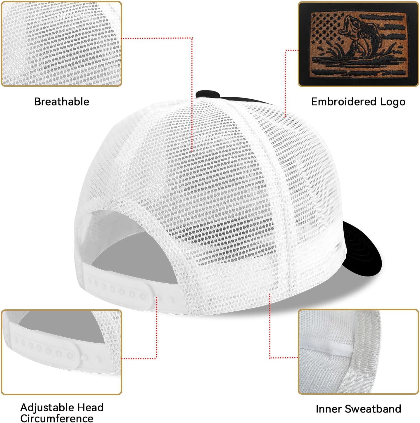 Fishing Gifts for Men, Fishing Hat for Dad Husband Grandpa, Adjustable Embroidered Trucker Hat Baseball Cap - Image 4