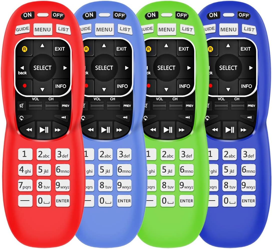 4 Pack Silicone Case for DirecTV RC73 Remote Control,Anti Slip Protective Controller Cover Replacement with Lanyard Compatible with DirecTV RC70,RC70H,RC71,RC71H,RC72,RC73B-Glow Blue,Glow Green