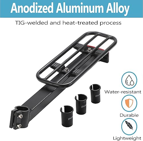 Miniatura 2 de Portaequipajes trasero para bicicleta, Portaequipajes para bicicleta, Aleación de aluminio, Reflectante de gran tamaño, Mandril integrado