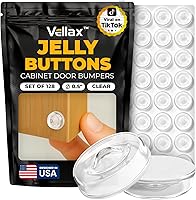 Vellax 128 Clear Silicone Cabinet Door Bumpers - Self-Adhesive Pads for Quiet Closing, Drawers, Furniture & Wall Protection
