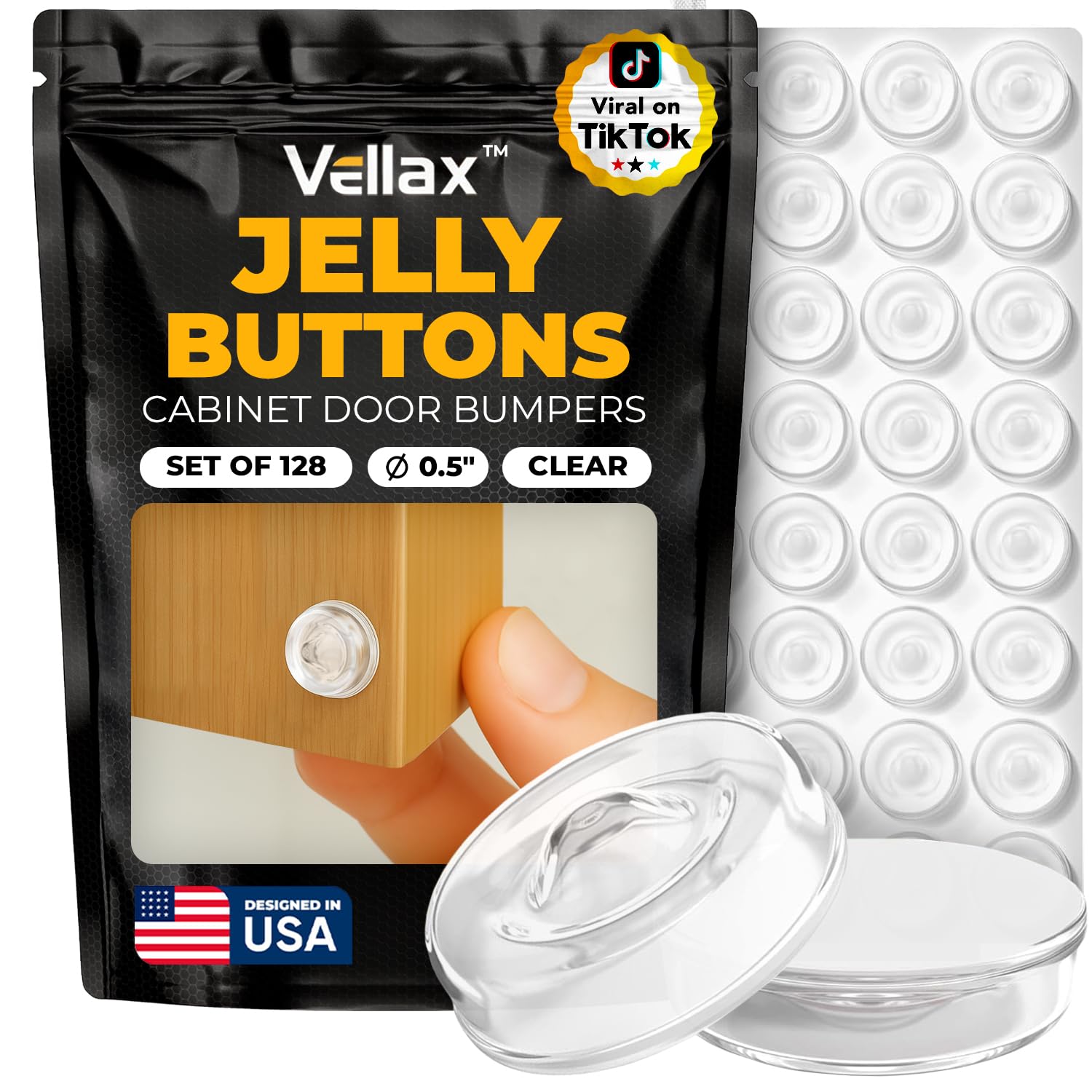 128 Self Adhesive Cabinet Door Bumpers Sticky Clear Silicone Rubber Pads for Furniture Drawers Kitchen Cabinets Decor Wall