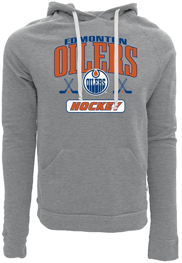 Blue 84 Edmonton Oilers NHL Officially Licensed Tri-Blend Hooded Sweatshirt Hockey Heather Gray, XX-Large by Blue 84 - Used condition - Image 2