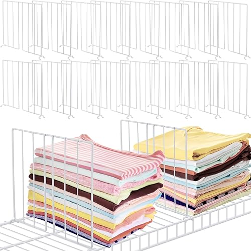Juego de 12 separadores de estantes de alambre para organización de armario, separadores de ropa de armario, organizador de estantes de armario,