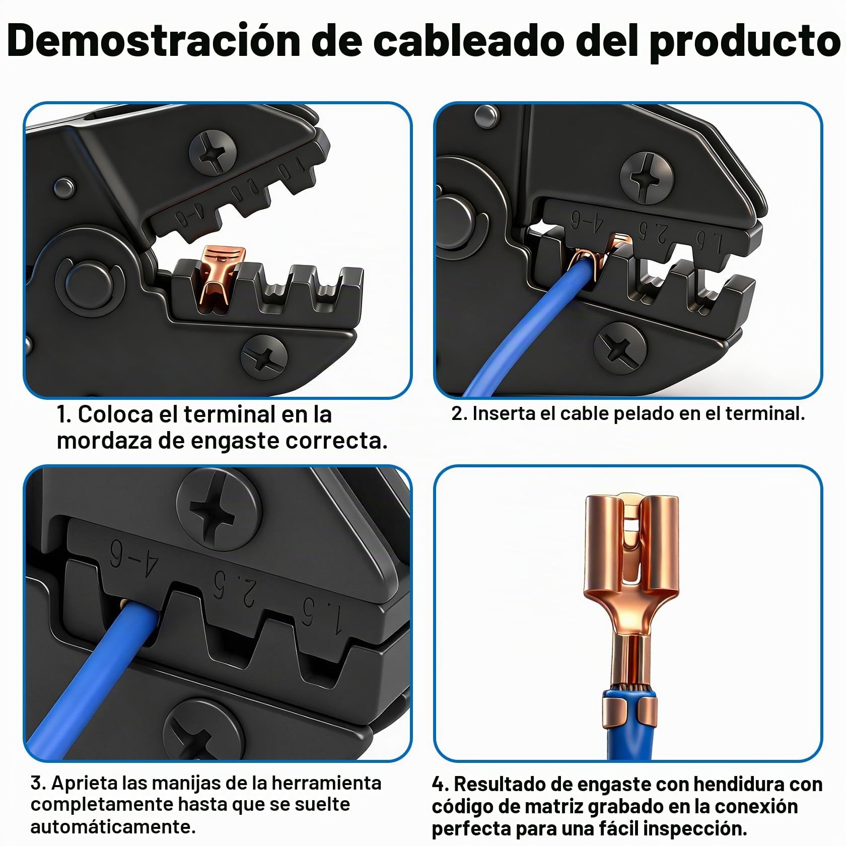 Heschen 100 terminales de crimpado de pala de 6,3 mm, latón, no aislados, para cables de 1 a 1,5 mm²