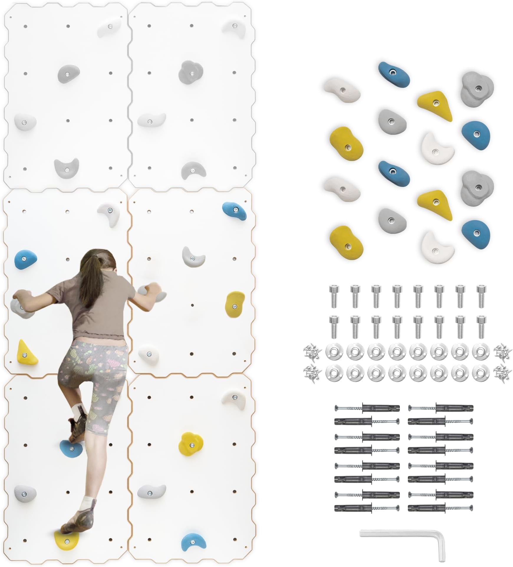 MAMOI® Climbing Wall for Children’s Room, Indoor Climbing Structure, Climbing Wall with Holds for Kids, Climbing Stones, Wall with Holds, Climbing Holds, Mounting Kit