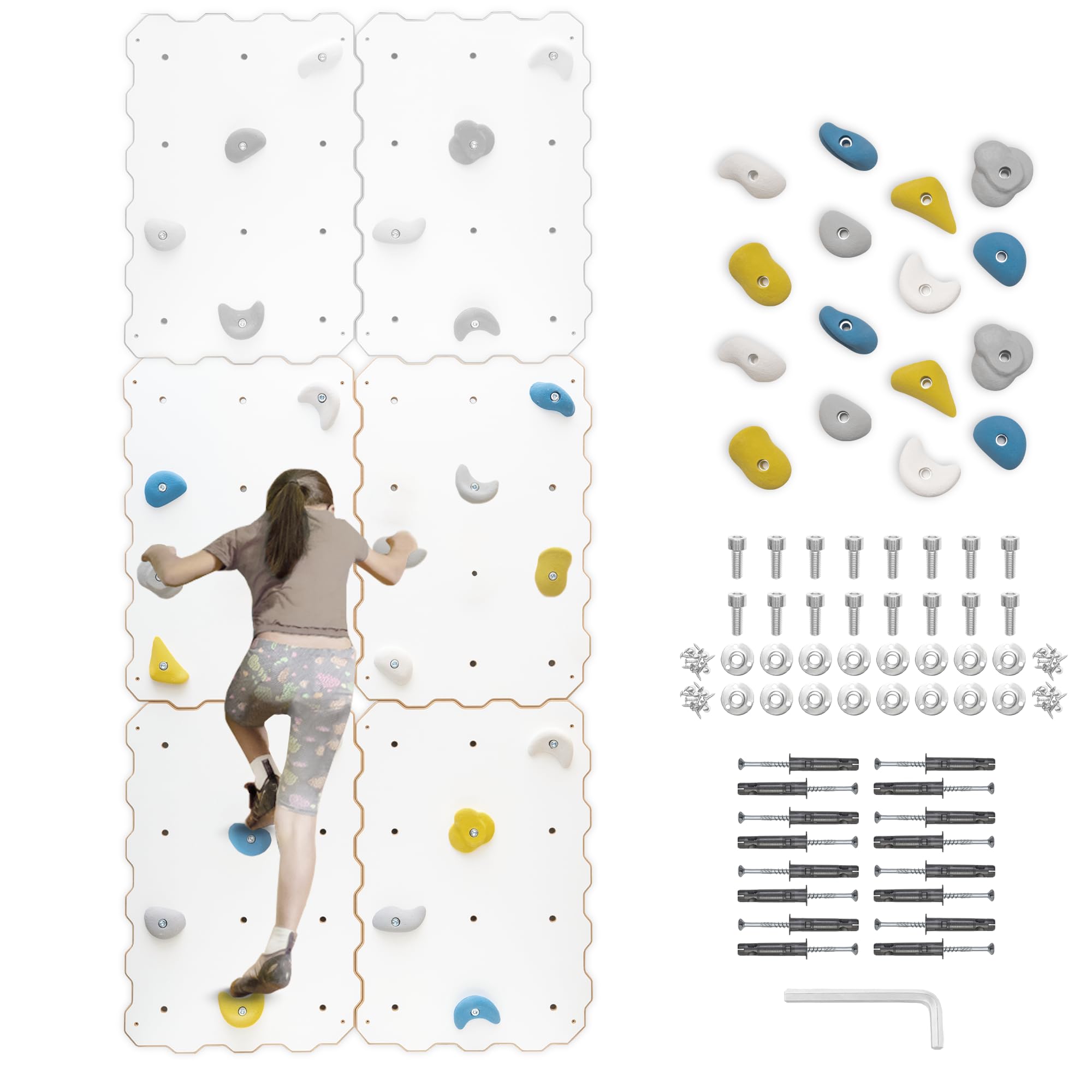 MAMOI® Climbing Wall for Children’s Room, Indoor Climbing Structure, Climbing Wall with Holds for Kids, Climbing Stones, Wall with Holds, Climbing Holds, Mounting Kit