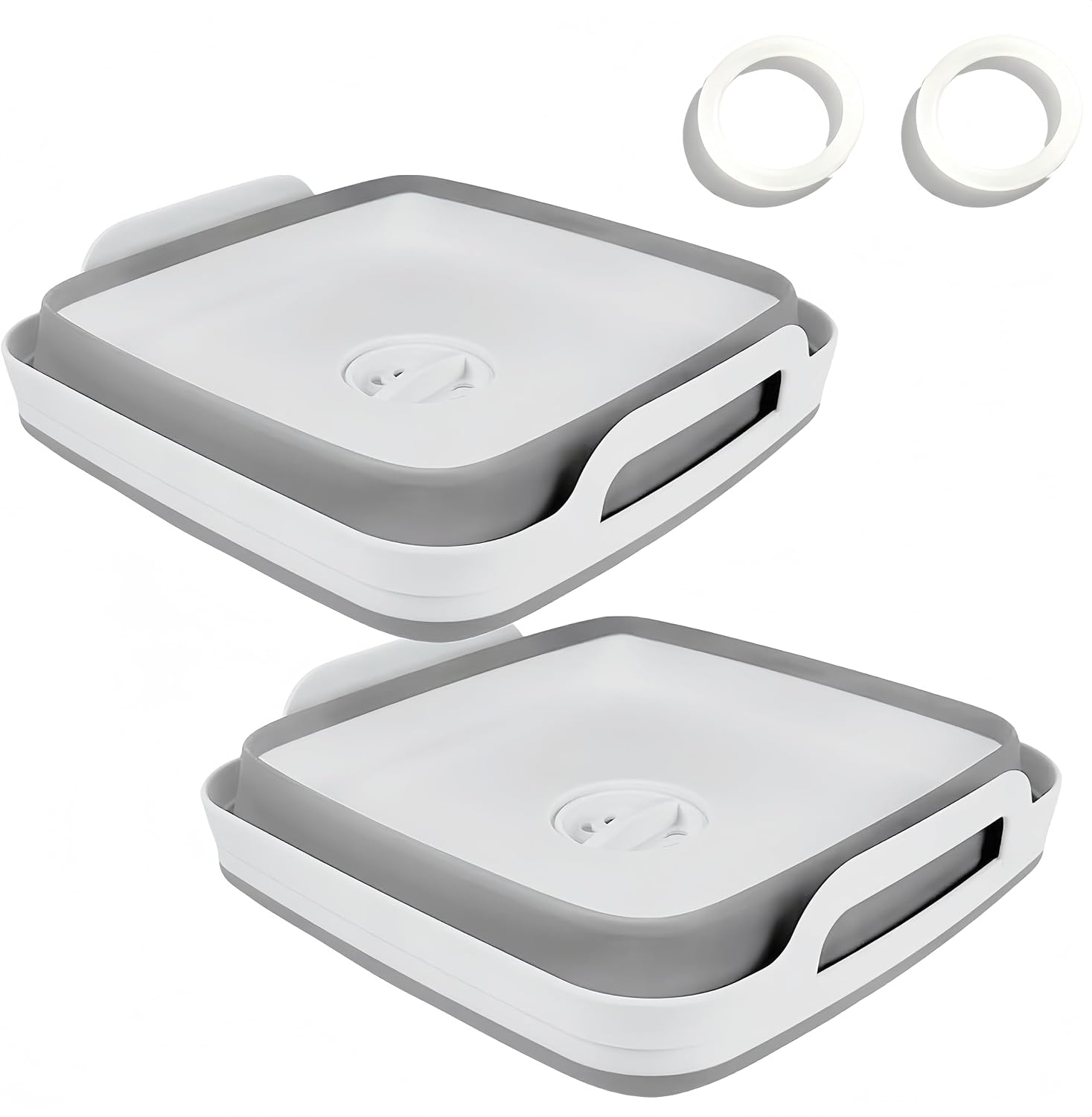 GIMWA Collapsible Wash Basin with Drain Plug - 2.4 Gallon Foldable Kitchen Sink for Baby Bottles, RV Camping, Space-Saving Dish Tub (Gray-Gray)