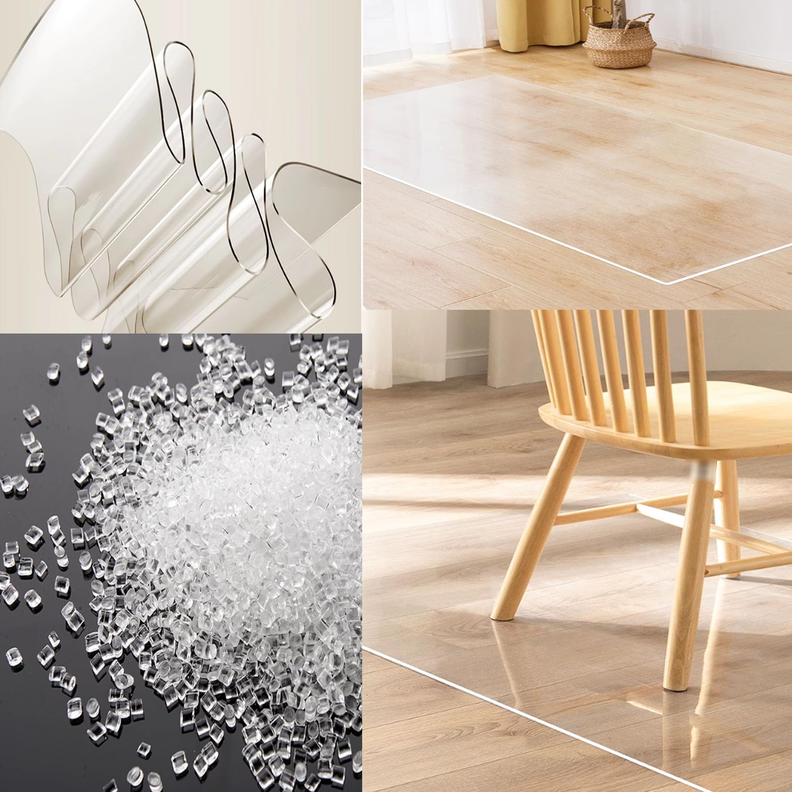 Tappeto Salvapavimento Trasparente YOLEO - PVC 114x135cm | Antigraffio Per Sedie Ufficio | Protezione Parquet