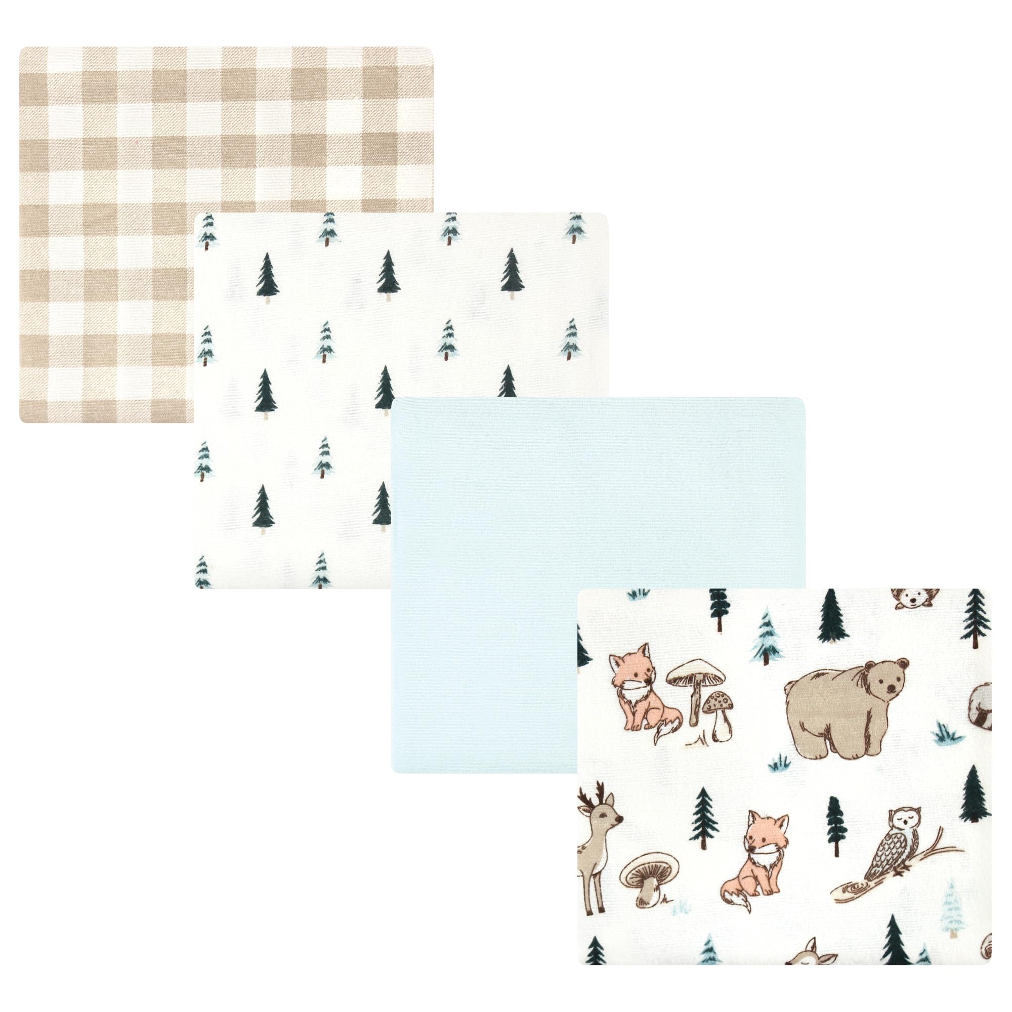Hudson Baby Unisex Baby Cotton Poly Flannel Receiving Blankets, Boy Woodland Pals, One Size