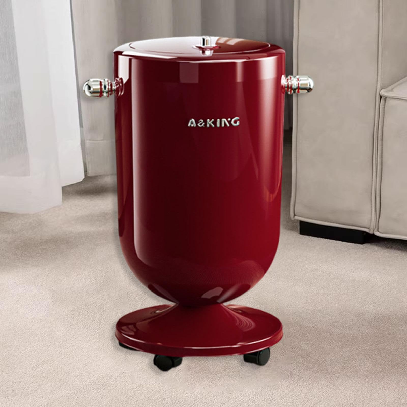 Cubo de Basura con Ruedas, Contenedor de Residuos con Cubo Interior, Resistente E Impermeable, Ideal para El Hogar, Sala de Estar, Dormitorio Y Oficin, Rojo, Individual