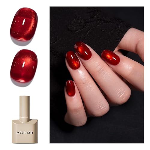 MAYCHAO 15ML Red Cat Eye Gel Nail Polish 1Pc Molten