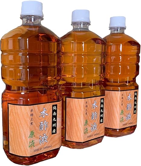 Amazon 南九州産木酢液 原液 1000ｍl 3本セット お風呂 浴用 家庭菜園 園芸 農業 アース国産自然工房 木酢液 竹酢液