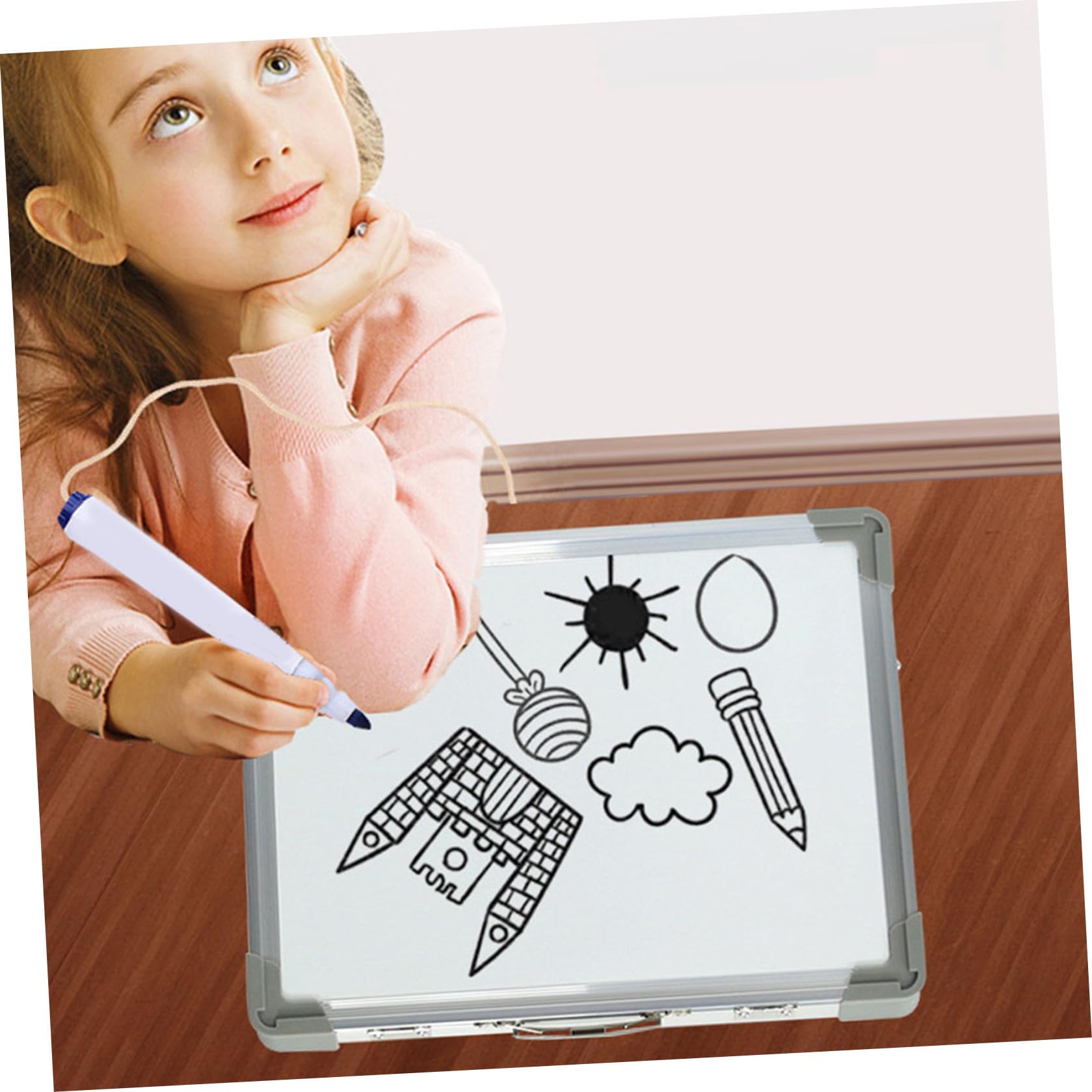 PLAFOPE Lavagna Bianca Magnetica Doppia Faccia Portatile da Tavolo in Lega di Alluminio e Abs per Scuola e Ufficio Superficie Cancellabile a Secco