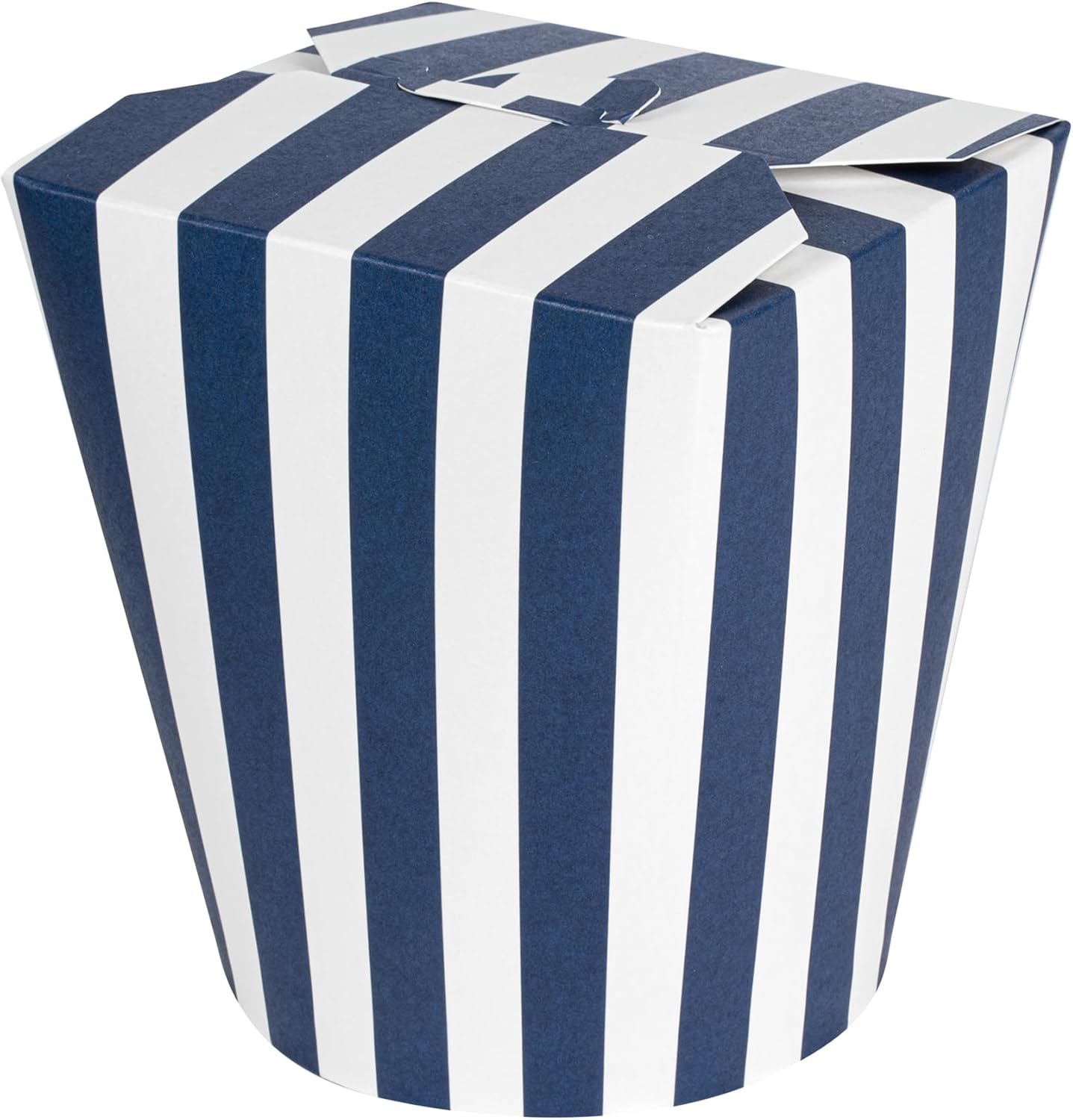 restaurantware bio tek 4 x 3.5 x 4.5 inch food containers 200 noodle takeaway boxes - disposable striped blue and white paper 32 ounce take out boxes round for hot or cold foods 32 oz blue and white